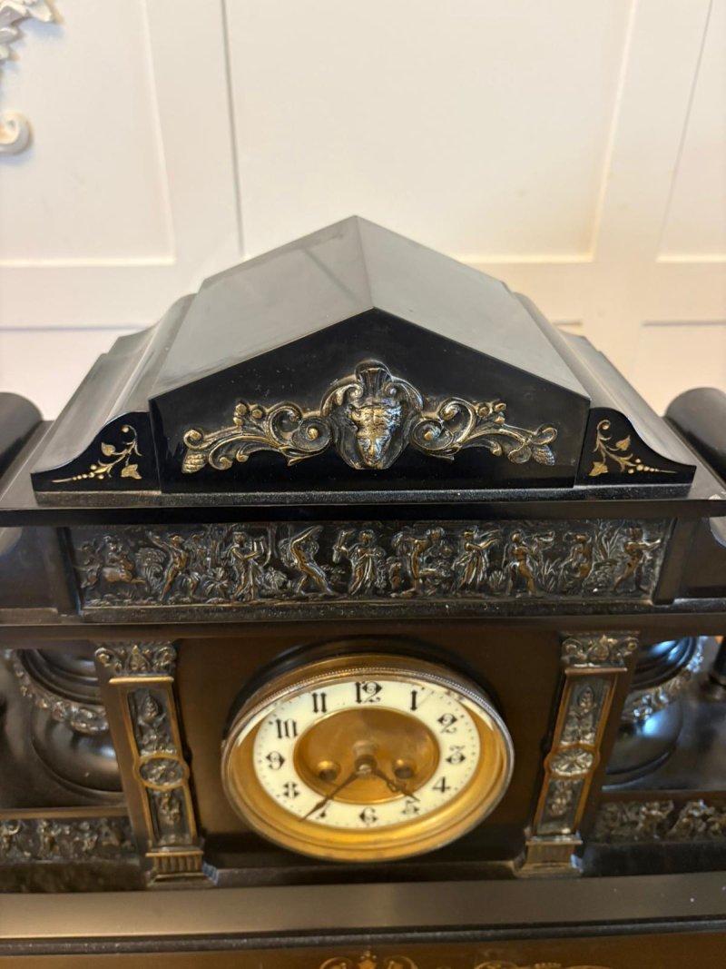 Antique Exceptional Large Victorian Marble Mantel Clock by Philippes Paris – 8 Day Movement - Image 2